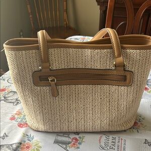 Stylish Tan and Cream Tote Bag